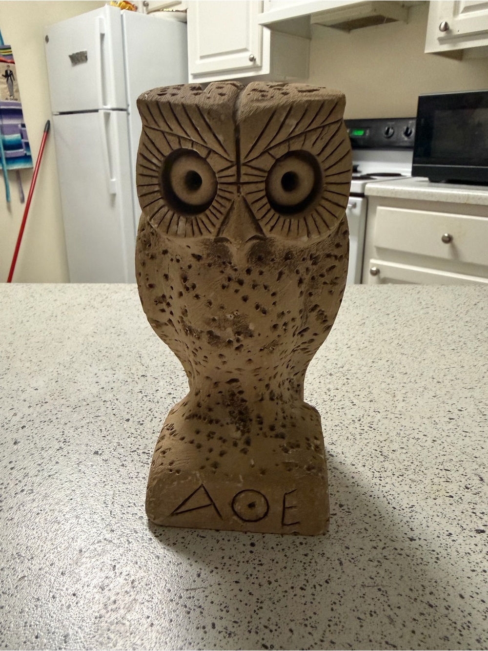 AOE Greece Owl Statue Handmade of porous Stone #14